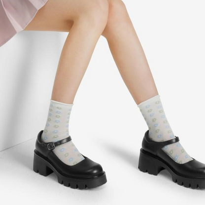 French Retro Chunky Heel Mary Jane Shoes