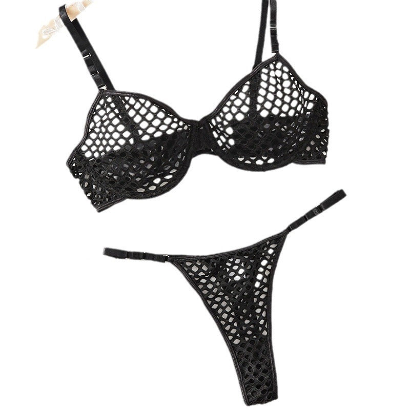 Hollow Mesh Lingerie Two-Piece Set