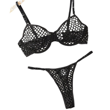 Hollow Mesh Lingerie Two-Piece Set