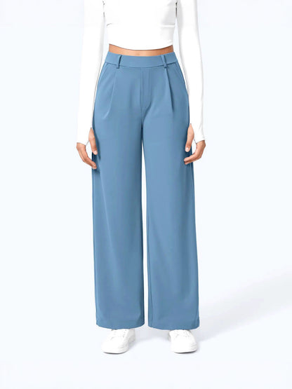 Women's High-Waist Straight-Leg Pocket Casual Outdoor Trousers