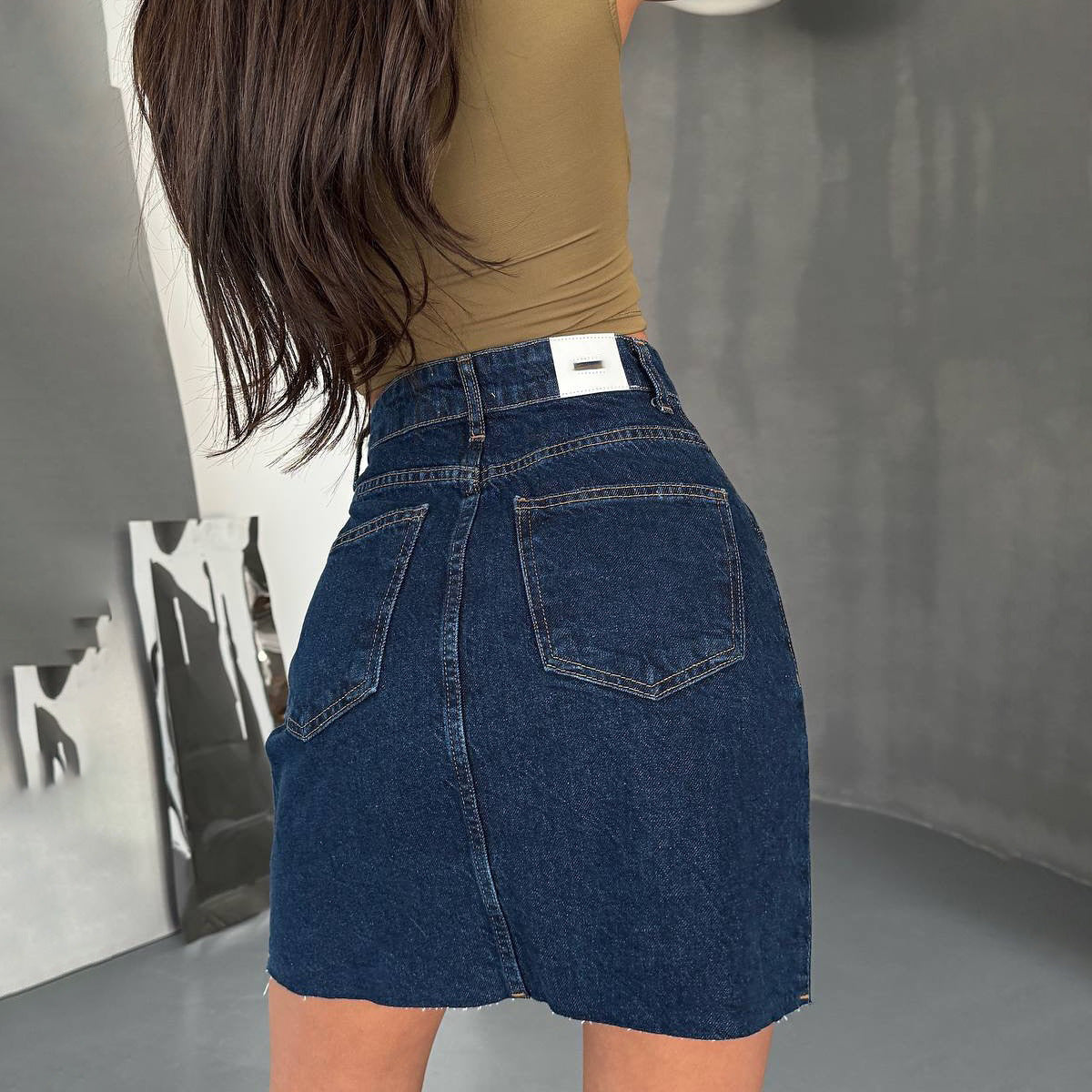 Design rits split denim rok dames