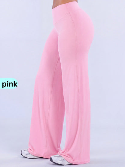 Women's Brushed Fabric High-Waisted Wide-Leg Yoga Running Pants