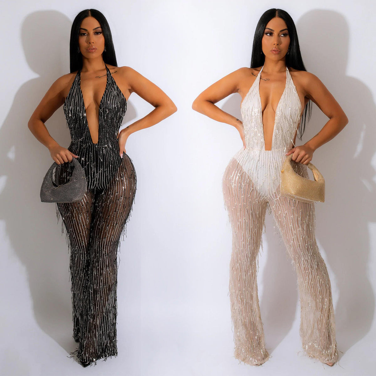 Mesh Transparent Sleeveless Long Pants Jumpsuit
