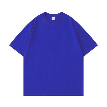 small neckline cotton loose short sleeve solid color bottoming T-shirt