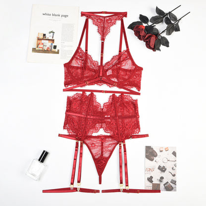 Transparent Lace Lingerie Set with Underwire