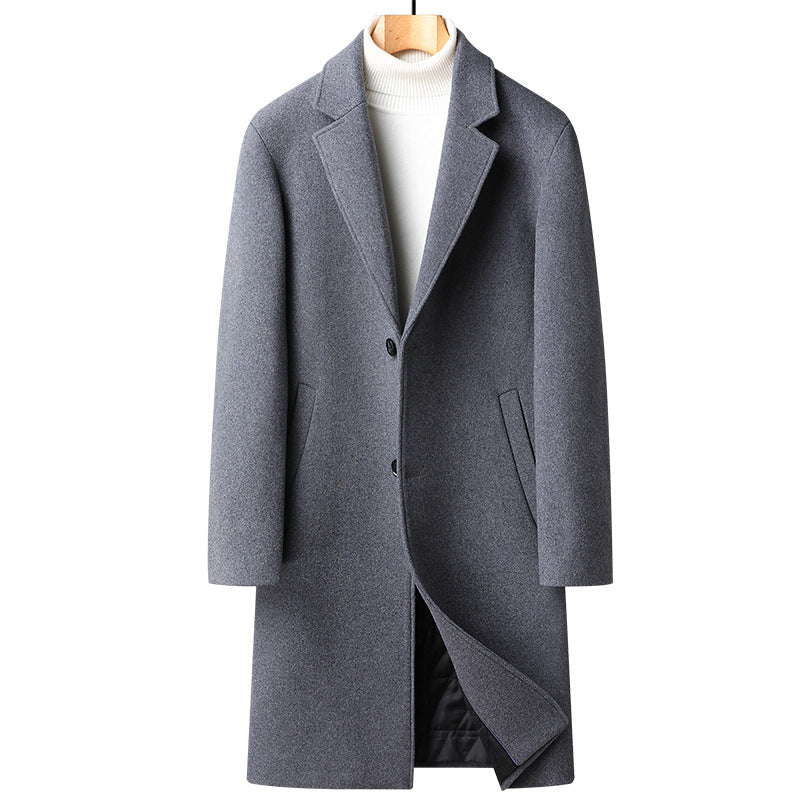 Mens Wool Blend Overcoat with Suit Collar