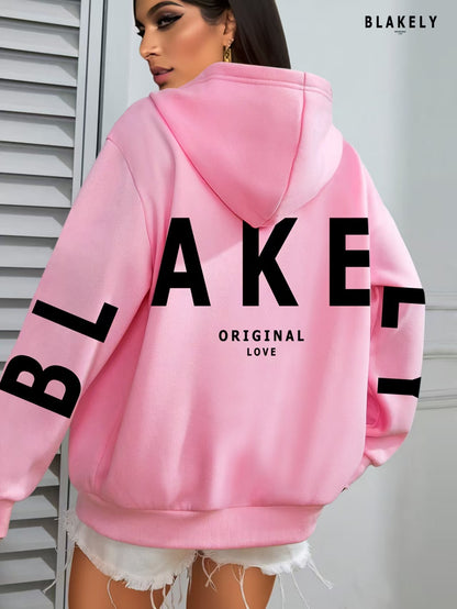 Gothic Letter Print Hooded Sweatshirt