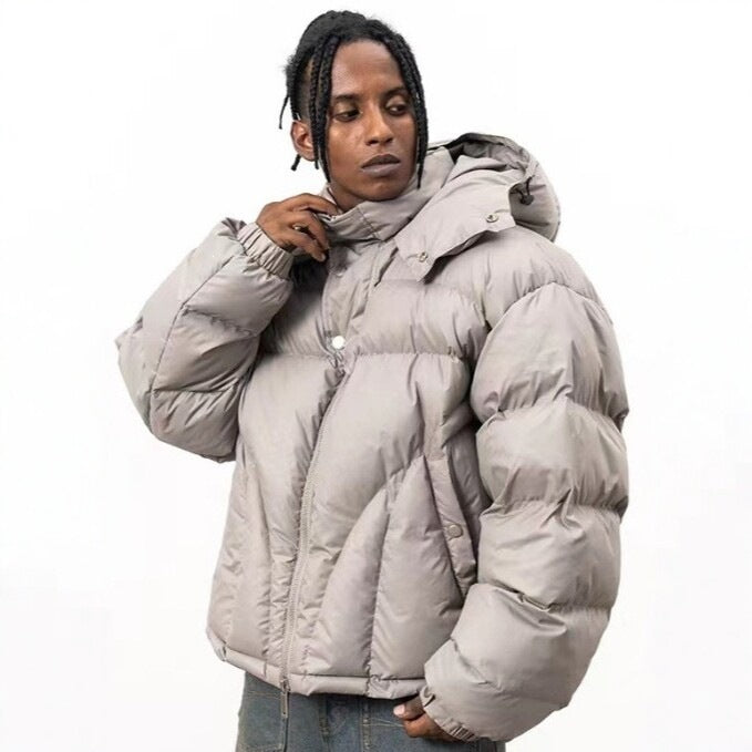 Men's Y2K Hip-Hop High-Collar Hooded Puffer Jacket