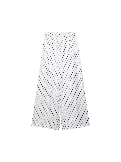 Women's Polka Dot Shirt and High-Waisted Pants