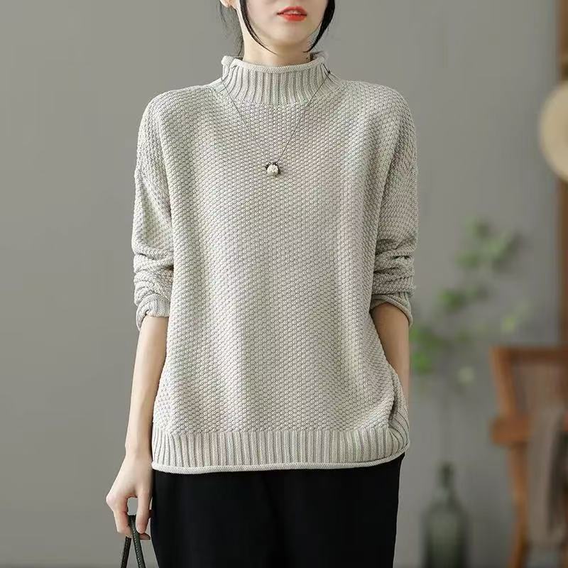 Womens Vintage Half Turtleneck Oversized Sweater