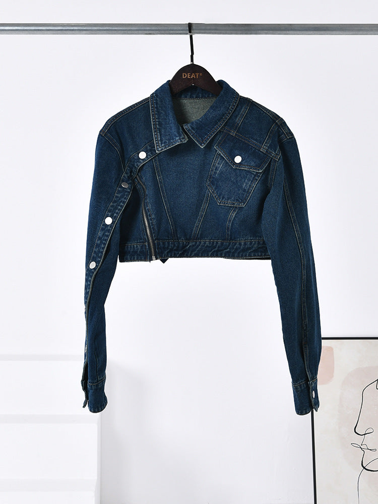 Modieuze losse ultrakorte denim jacket voor dames