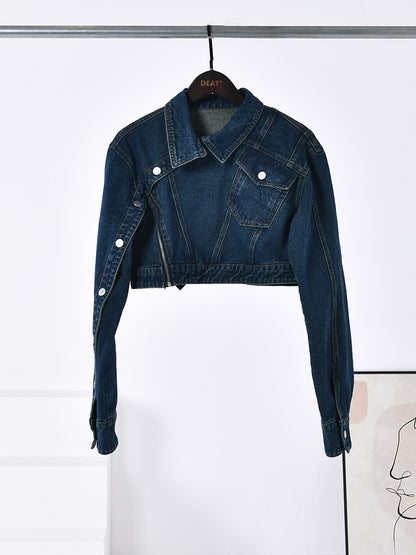 Modieuze losse ultrakorte denim jacket voor dames