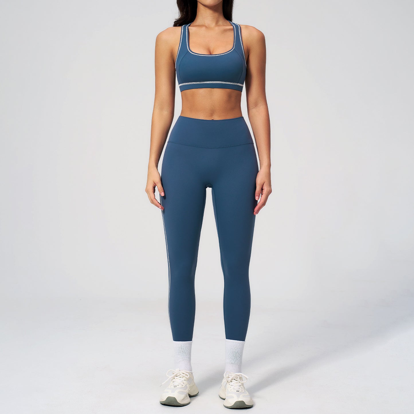 Dames 3-delige yogapakset van geborstelde stof met ritssluiting