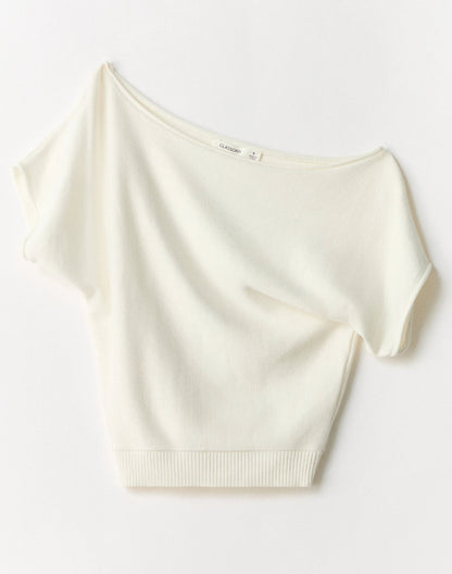 Retro Off-Shoulder Striped Knit Top