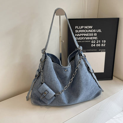 Women Denim Tote Bag Large Capacity Shoulder Crossbody Bag