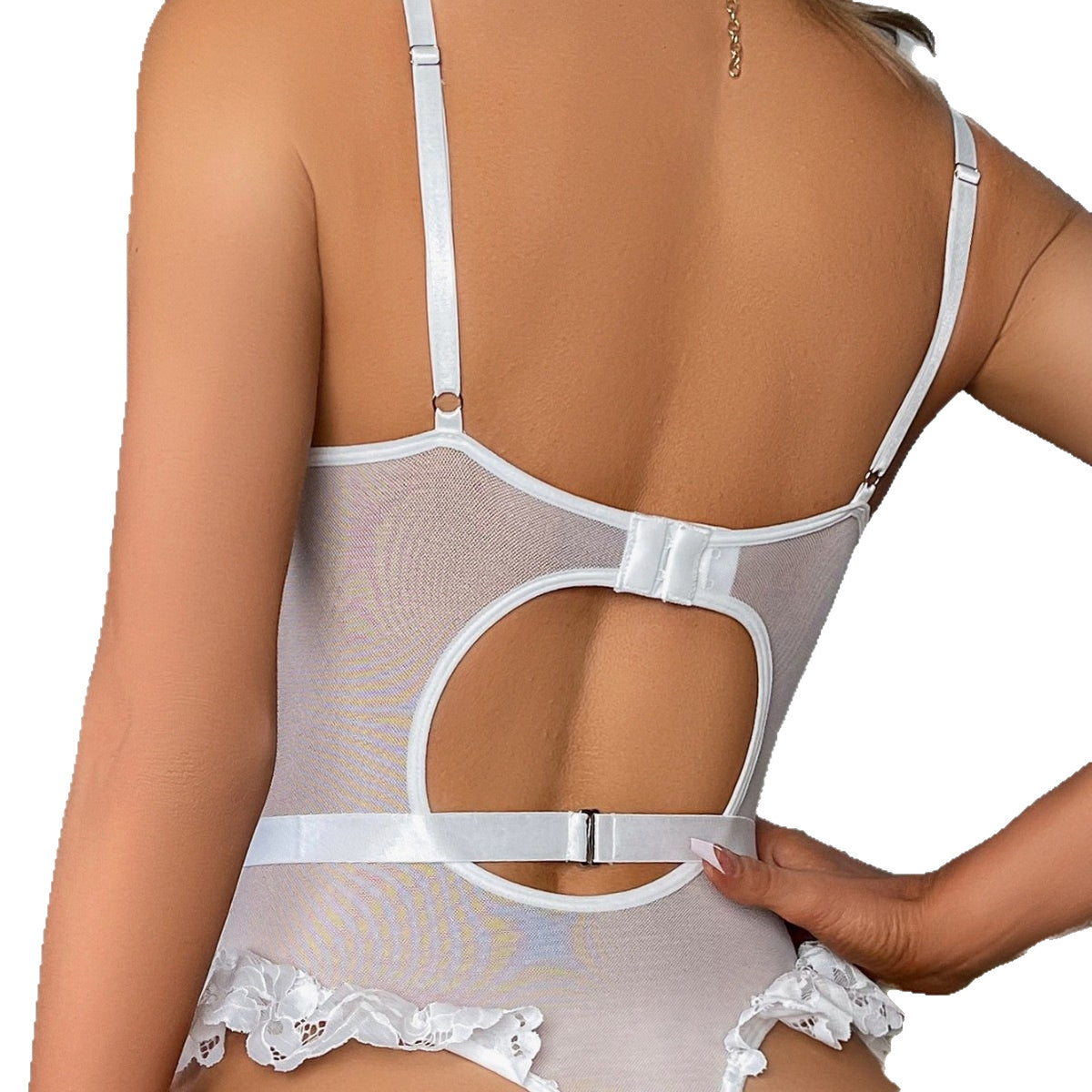 Women's Lace Teddy Lingerie Set with Garter Belt