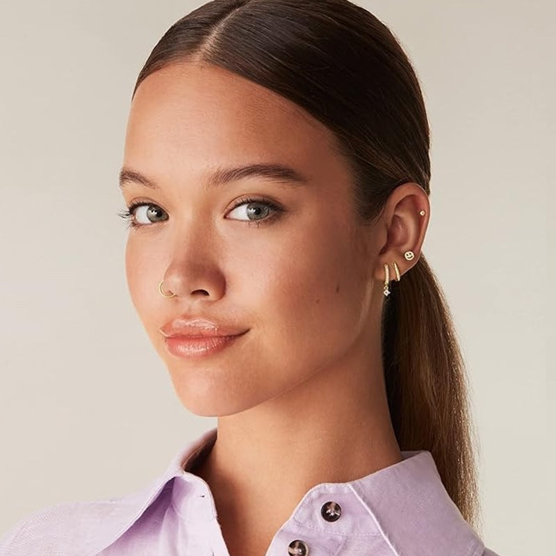 Brass Electroplated Zircon Stud Earrings