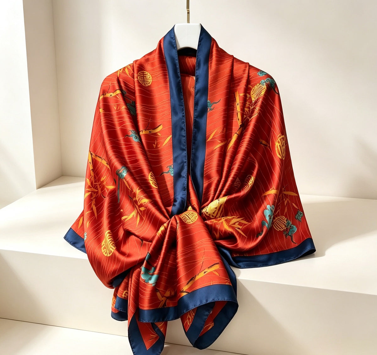 Women's Lijin Satin Scarf Floral Print Shawl