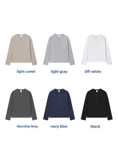 Men's Lightweight Waffle Knit Long Sleeve Henry Collar T-Shirt