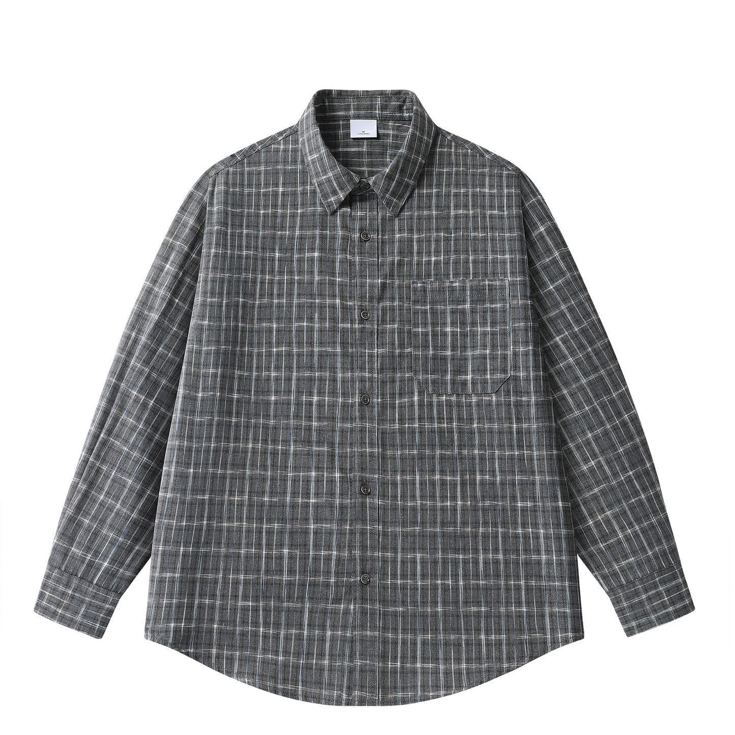 Wide-cut washed check shirt