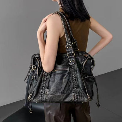 Women Soft Washed Leather Shoulder Bag