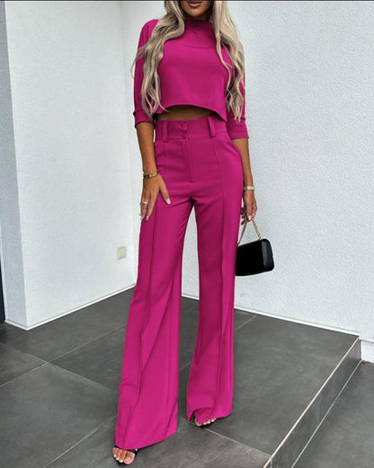 Women's Nine-Quarter Sleeve Slim-Fit Suit Set