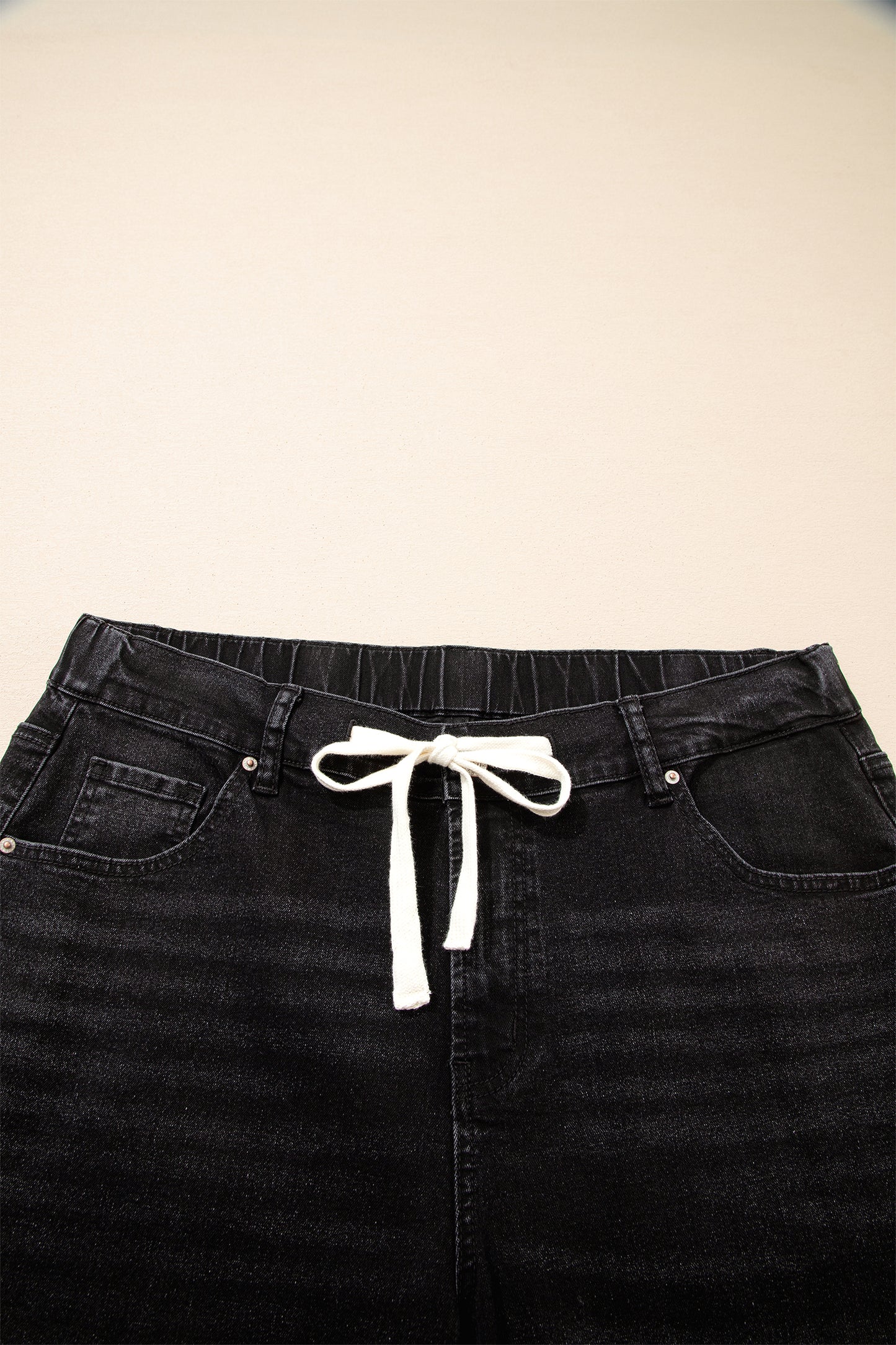 Jeans met acid wash-effect en vetersluiting plus size