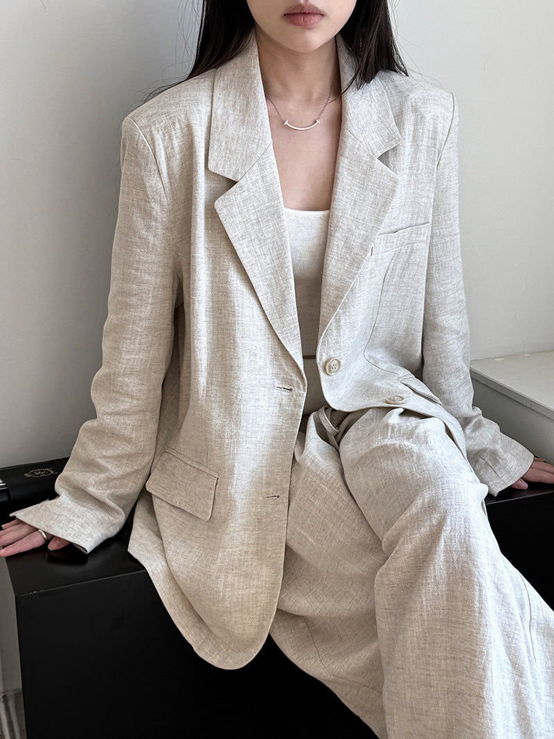 Womens Tencel Linen Blazer and Pants Set