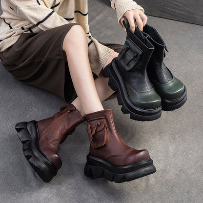 Top layer cowhide high-heeled ankle boots