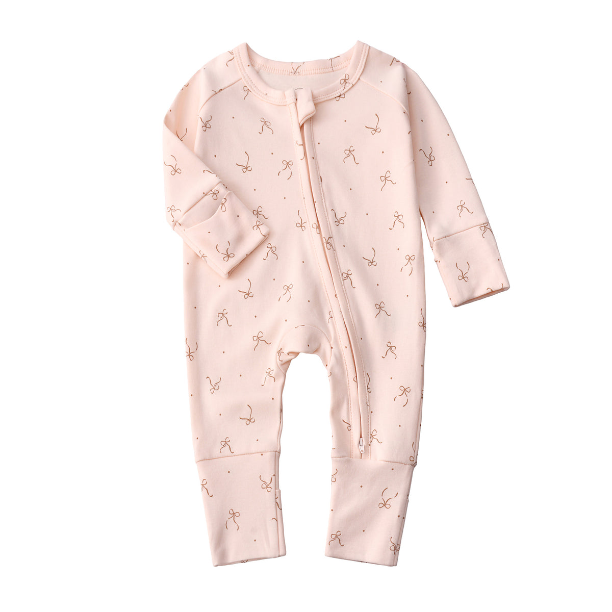 Baby Double Zipper Romper with Convertible Hand Foot Covers