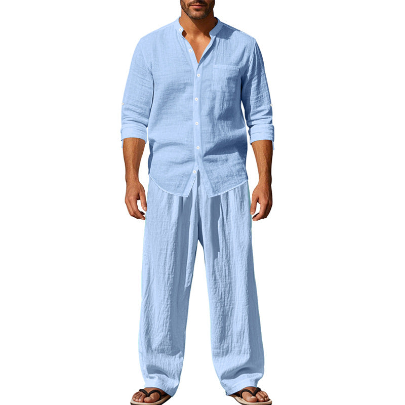Men's Linen Casual Shirt and Pants Set