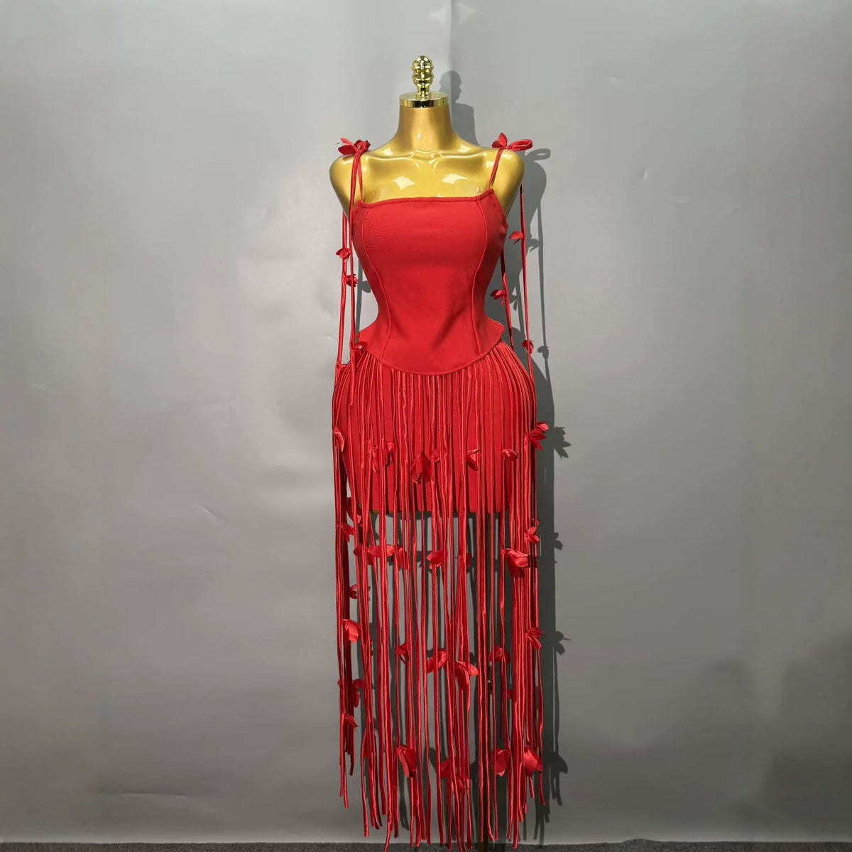 Elegant Tassel Strap Evening Dress
