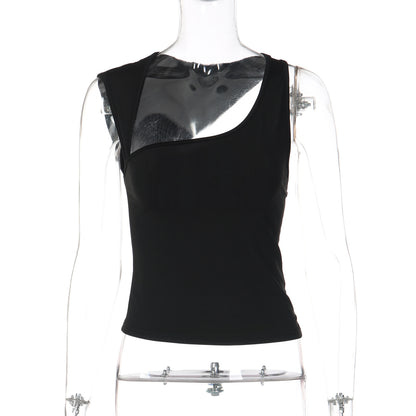 Irregular-neck vest top