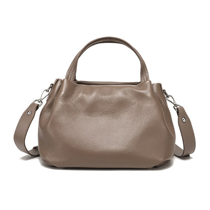 Womens Pleated Cowhide Crossbody Tote Bag