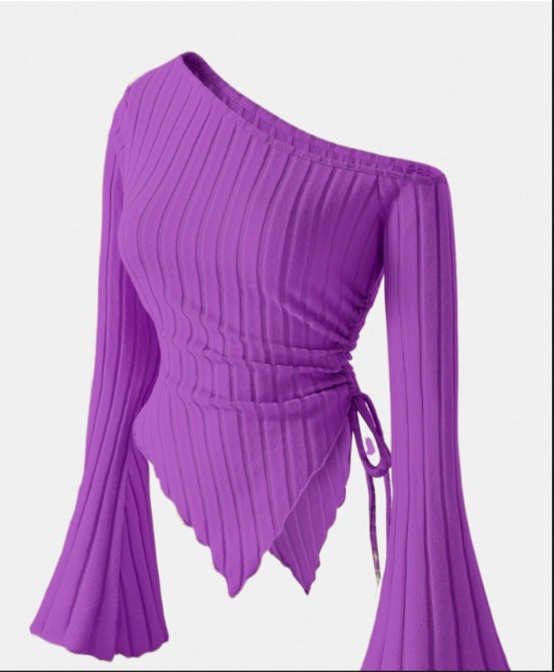 Women's Off-Shoulder Bell Sleeve Knit Top
