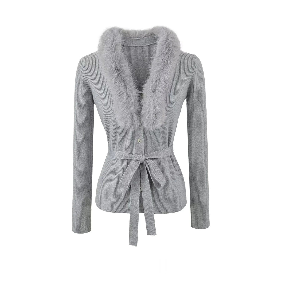 French Style V-Neck Wool Cashmere Knit Cardigan