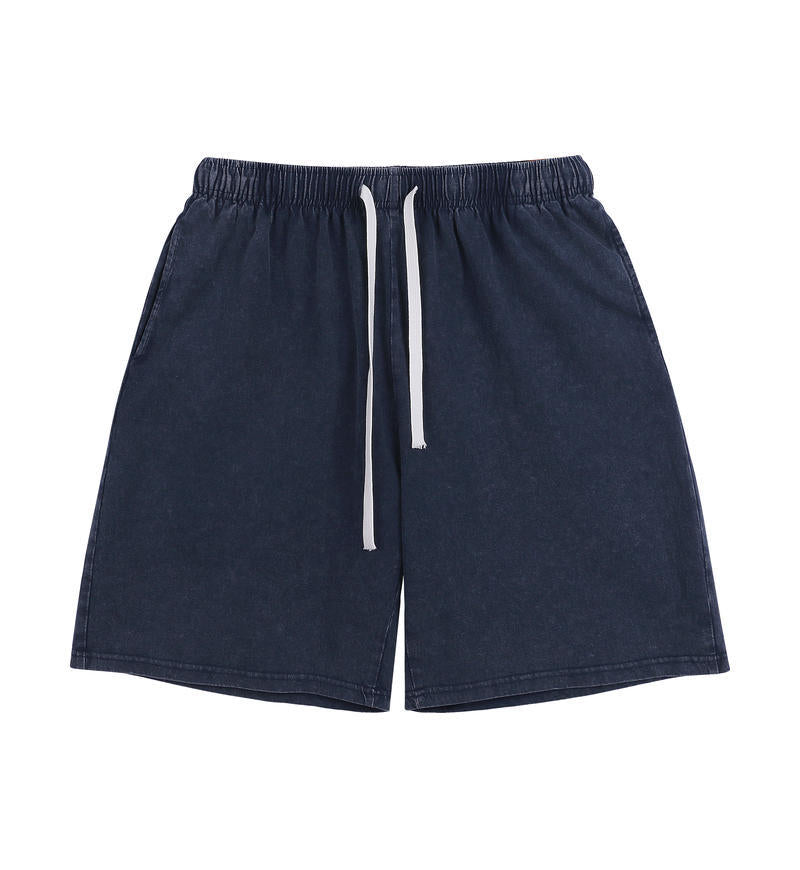 Mens Washed Cotton Wide Leg Shorts
