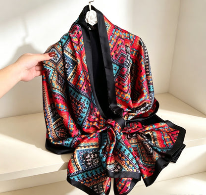 Women's Lijin Satin Scarf Floral Print Shawl