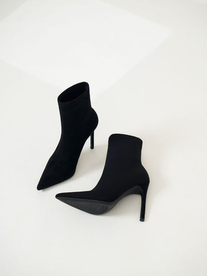 Fleece Lined Stretch Boots with Stiletto Heel