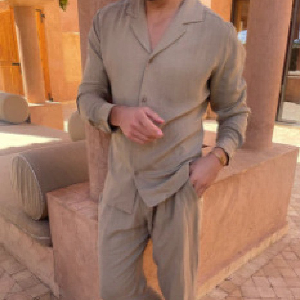 Heren verlengde blouse en broek 2-delige set