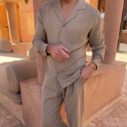 Heren verlengde blouse en broek 2-delige set