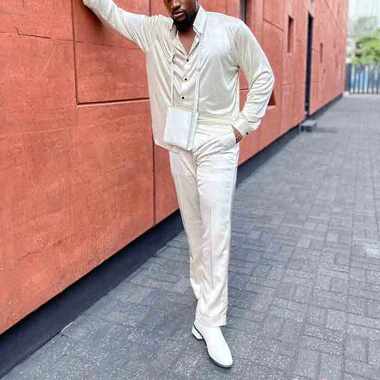 Heren verlengde blouse en broek 2-delige set