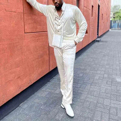 Heren verlengde blouse en broek 2-delige set