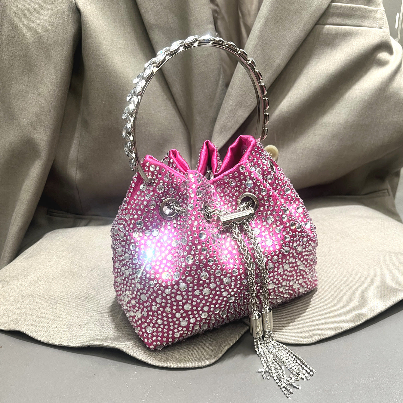 Diamond Crystal Bucket Bag
