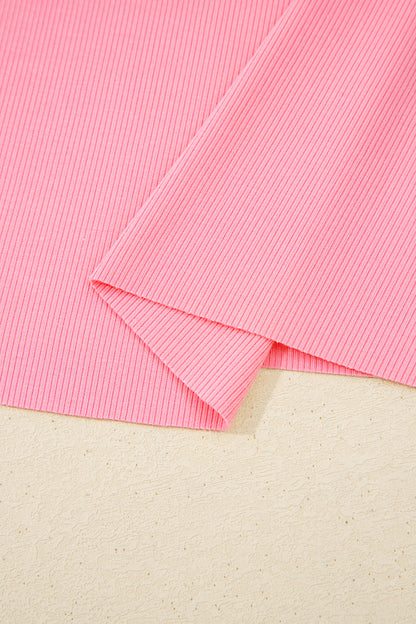 Geribde slim-fit tanktop en minirok met elastische taille 2-delige set