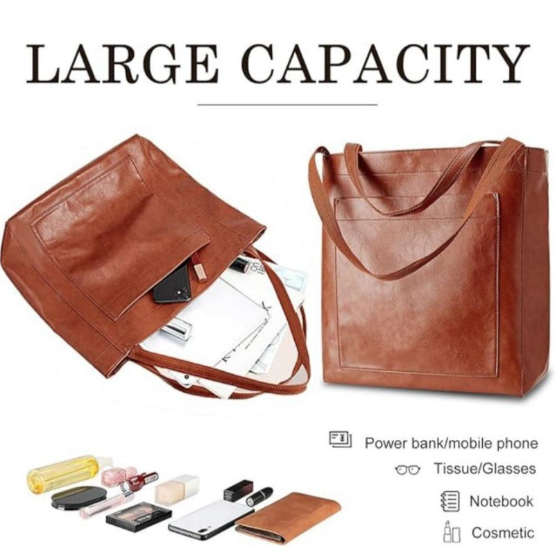 Hand-Held Shoulder Retro Oil Wax Leather Bag