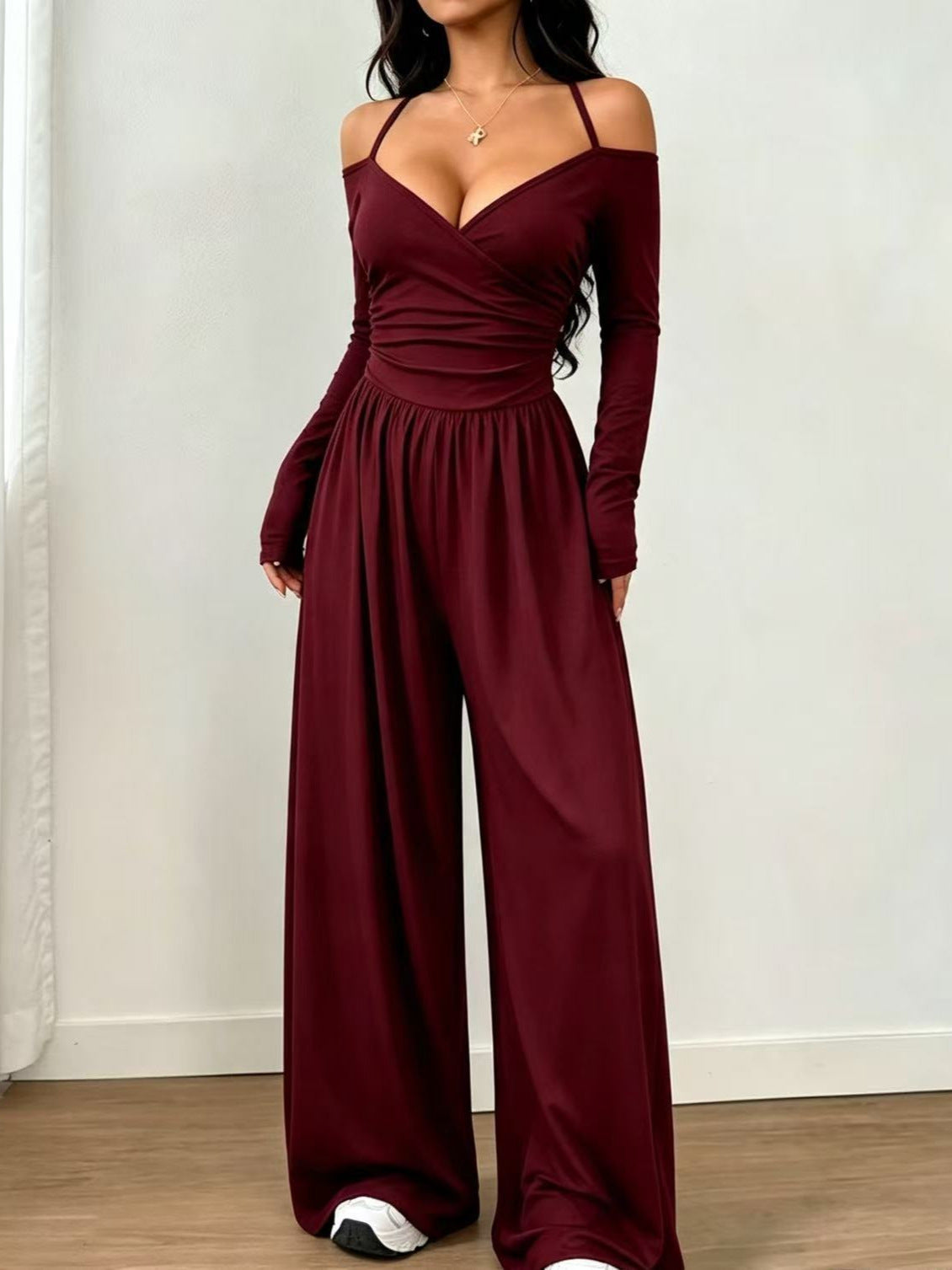 Women's V-Neck Wide-Leg Jumpsuit