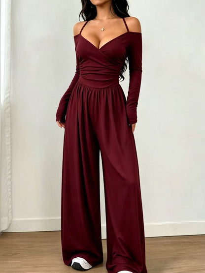 Women's V-Neck Wide-Leg Jumpsuit