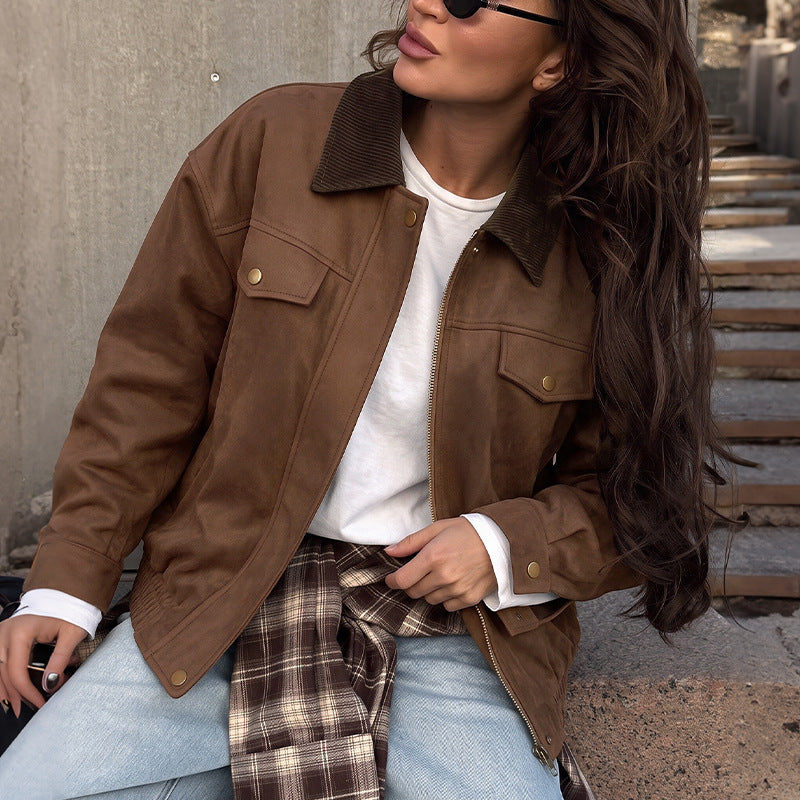 Vintage Commuter Faux Suede Coat