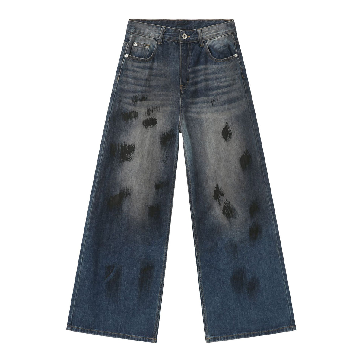 Retro wide-leg denim pants - Men's American-style loose straight-leg pants